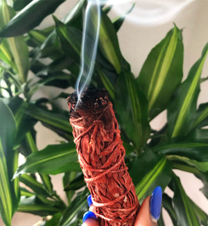 Vibrant dragon's blood smudge stick. Use for cleansing energy and space, protection, and healing.